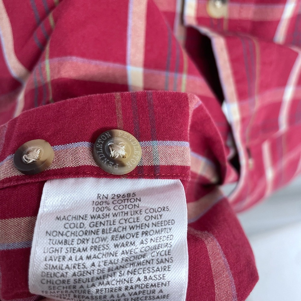 Pendleton Long Sleeve Casual Button Down Shirt XL Red White Plaid Cotton - Picture 5 of 5